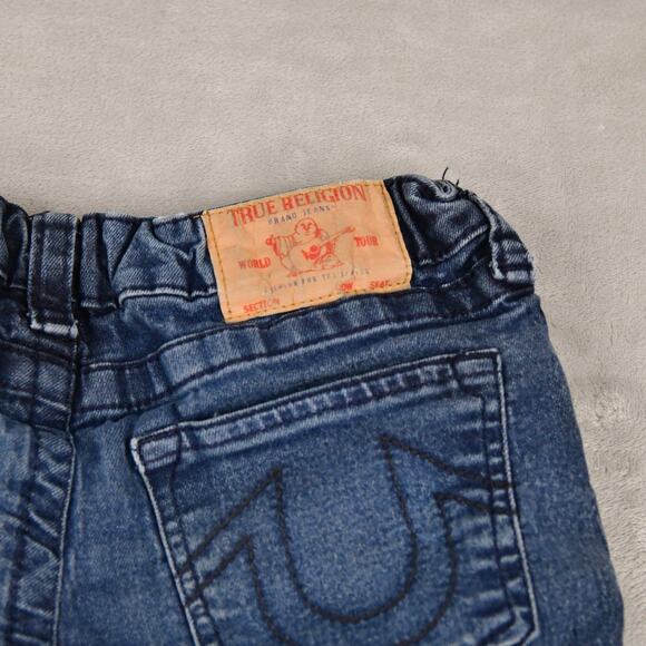 True Religion Geno Slim Jeans Women's Sz 12 (23x26) Elastic Waist Distressed - Picture 8 of 11